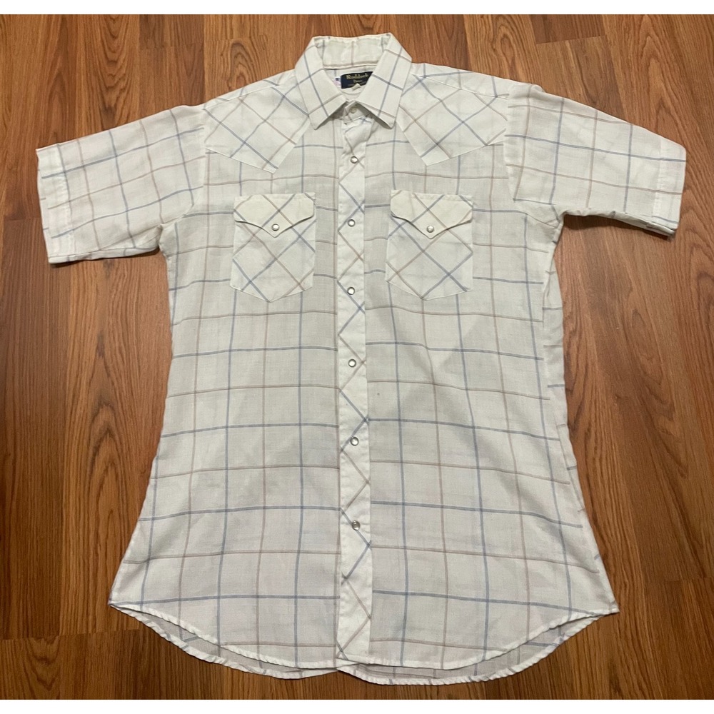 Ruddock Bros Shirt Mens Large Western Pearl Snap Windowpane USA